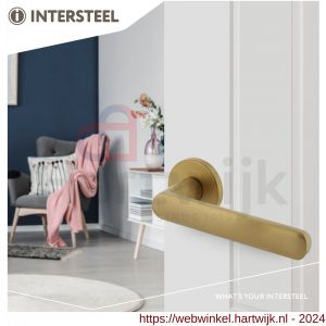 Intersteel Living 0464 deurkruk Sora met geveerde kunststof rozet met nokken diameter 50x7 mm messing mat PVD - H26009864 - afbeelding 2