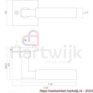 Intersteel Living 0384 deurkruk Bau-stil op rozet vierkant chroom-mat zwart - H26007335 - afbeelding 2