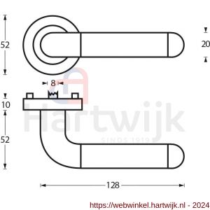 Intersteel Living 1683 deurkruk Agatha op rond rozet 7 mm nokken chroom-nikkel mat - H26000300 - afbeelding 2