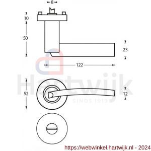 Intersteel Living 1697 deurkruk Sylvia op rond rozet 7 mm nokken met WC 8 mm chroom-nikkel mat - H26004927 - afbeelding 2