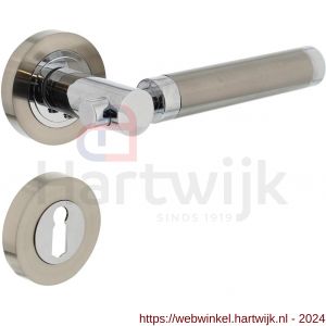 Intersteel Living 1698 deurkruk Birgit op rond rozet 7 mm nokken met sleutelgat plaatje chroom-nikkel mat - H26004931 - afbeelding 1