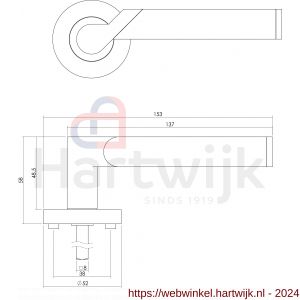 Intersteel Living 1701 deurkruk Casper op rond rozet 7 mm nokken met WC 8 mm chroom-nikkel mat - H26004941 - afbeelding 2