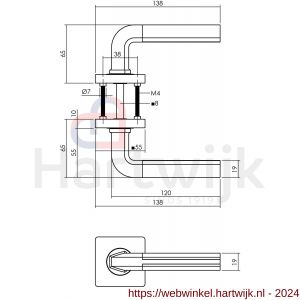 Intersteel Living 1718 deurkruk Amber op vierkante rozet 7 mm nokken chroom-nikkel mat - H26004991 - afbeelding 2