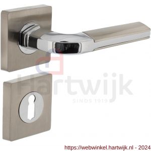 Intersteel Living 1718 deurkruk Amber op vierkante rozet 7 mm nokken met sleutelgat plaatje chroom-nikkel mat - H26004994 - afbeelding 1