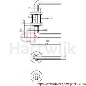 Intersteel Living 1719 deurkruk Bas op rond rozet 7 mm nokken met sleutelgat plaatje chroom-nikkel mat - H26004999 - afbeelding 2