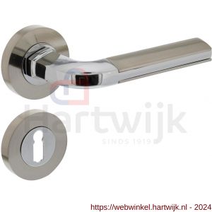Intersteel Living 1719 deurkruk Bas op rond rozet 7 mm nokken met sleutelgat plaatje chroom-nikkel mat - H26004999 - afbeelding 1