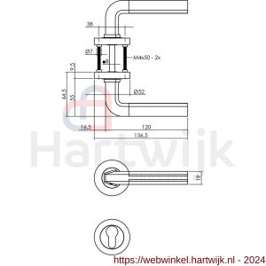 Intersteel Living 1719 deurkruk Bas op rond rozet 7 mm nokken met PC chroom-nikkel mat - H26008016 - afbeelding 2