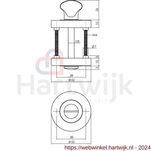Intersteel Living 3476 WC-sluiting 8 mm verdekt met nokken diameter 52x10 mm zamak chroom-nikkel mat - H26007626 - afbeelding 2