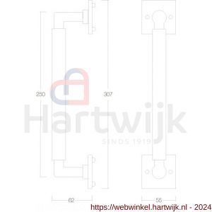 Intersteel Living 4261 greep Bau-stil 250 mm op rozet vierkant chroom-mat zwart - H26001981 - afbeelding 2
