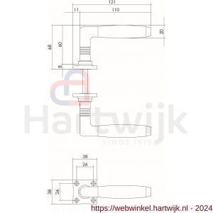 Intersteel Living 0376 deurkruk Ton nikkel palissander met vierkant rozet - H26008081 - afbeelding 2