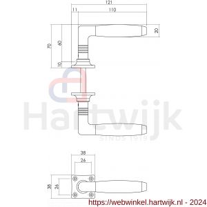 Intersteel Living 0378 deurkruk Ton Basic nikkel met vierkant rozet - H26006726 - afbeelding 2