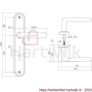 Intersteel Living 1692 deurkruk Bjorn op langschild sleutelgat 72 mm nikkel mat - H26008103 - afbeelding 2