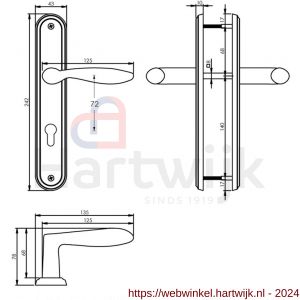 Intersteel Living 1695 deurkruk George op langschild profielcilinder 72 mm nikkel mat - H26005122 - afbeelding 2