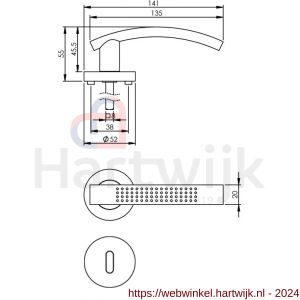 Intersteel Living 1696 deurkruk 1696 William op rond rozet 7 mm nokken met sleutelgat plaatje nikkel mat - H26005125 - afbeelding 2