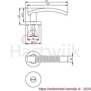 Intersteel Living 1696 deurkruk 1696 William op rond rozet 7 mm nokken met WC 8 mm nikkel mat - H26005128 - afbeelding 2