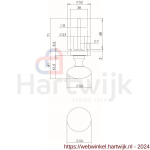 Intersteel Living 2126 knop op rozet NM vast gemonteerd met ril nikkel mat - H26005172 - afbeelding 2