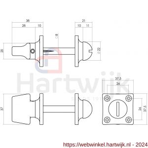 Intersteel Living 3183 WC-sluiting 8 mm vierkant Basic nikkel mat - H26007004 - afbeelding 2