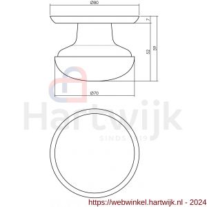 Intersteel Living 3930 voordeurknop zwaar diameter 80/75 mm nikkel mat - H26007418 - afbeelding 2