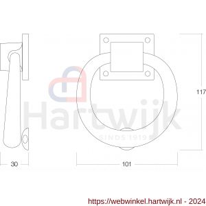Intersteel Living 4035 deurklopper rond 107 mm nikkel mat - H26000153 - afbeelding 2