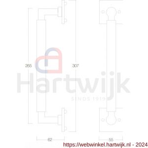Intersteel Living 4261 greep Bau-stil 250 mm op rozet vierkant nikkel mat - H26002043 - afbeelding 2
