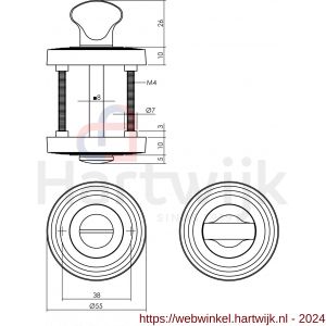 Intersteel Living 3178 WC-sluiting 8 mm met ril verdekt met nokken diameter 54x9 mm zamak oud grijs - H26008156 - afbeelding 2