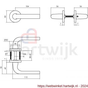 Intersteel Living 0054 deurkruk Eucla op rozet diameter 50x7 mm met 7 mm nokken zwart - H26009112 - afbeelding 2