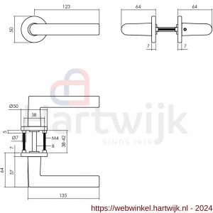Intersteel Living 0055 deurkruk Broome op rozet diameter 50x7 mm met 7 mm nokken zwart - H26009114 - afbeelding 2