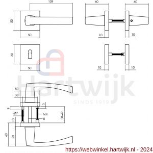 Intersteel Living 0057 deurkruk Moora op rozet 50x50x10 mm met 7 mm nokken met sleutelplaatje zwart - H26009123 - afbeelding 2