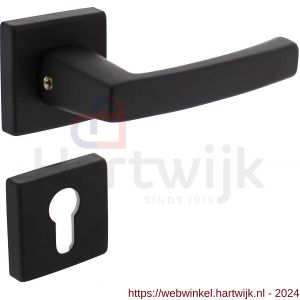 Intersteel Living 0057 deurkruk Moora op rozet 50x50x10 mm met 7 mm nokken met profielcilinderplaatje zwart - H26009124 - afbeelding 1
