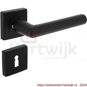 Intersteel Living 0058 deurkruk Broome op rozet 50x50x10 mm met 7 mm nokken met sleutelplaatje zwart - H26009128 - afbeelding 1