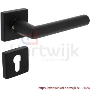 Intersteel Living 0058 deurkruk Broome op rozet 50x50x10 mm met 7 mm nokken met profielcilinderplaatje zwart - H26009129 - afbeelding 1