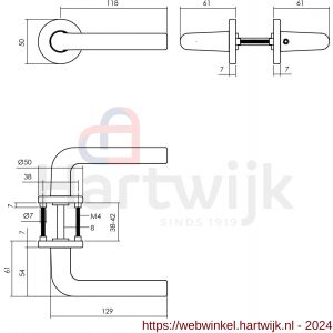 Intersteel Living 0073 deurkruk Derby op rozet diameter 50x7 mm met 7 mm nokken zwart - H26009141 - afbeelding 2