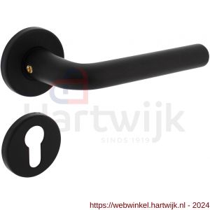 Intersteel Living 0073 deurkruk Derby op rozet diameter 50x7 mm met 7 mm nokken met profielcilinderplaatje zwart - H26009144 - afbeelding 1