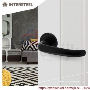Intersteel Living 0101 deurkruk sabel op geveerde rozet diameter 55x8 mm met nokken diameter 6x12 mm aluminium zwart - H26008172 - afbeelding 3