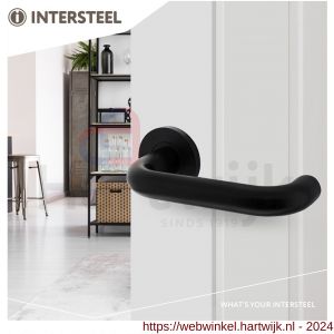 Intersteel Living 0102 deurkruk rond op geveerde rozet diameter 55x8 mm met nokken diameter 6x12 mm aluminium zwart - H26008173 - afbeelding 3