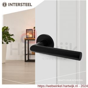 Intersteel Living 0103 deurkruk Hoek 90 graden op geveerde rozet diameter 55x8 mm met nokken diameter 6x12 mm aluminium zwart - H26008174 - afbeelding 3