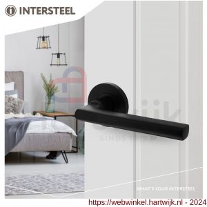 Intersteel Living 0105 deurkruk Hoek 90 graden -vlak op geveerde rozet diameter 55x8 mm met nokken diameter 6x12 mm aluminium zwart - H26008176 - afbeelding 3