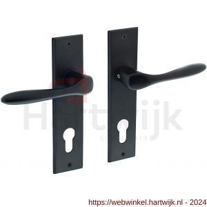Intersteel Living 0201 deurkruk Banaan met schild 181x41x7 mm profielcilindergat 72 mm mat zwart - H26009147 - afbeelding 1