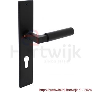 Intersteel Living 0378 deurkruk Bau-stil met schild 236x44x6 mm profielcilindergat 72 mm mat zwart - H26008195 - afbeelding 1