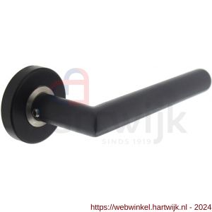 Intersteel Living 0583 gatdeel deurkruk deurkruk Jura op ronde rozet met ring met veer RVS mat zwart - H26007016 - afbeelding 1
