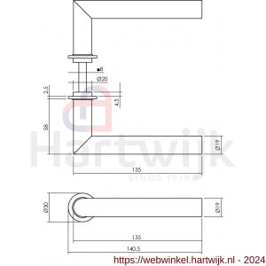 Intersteel Living 0920 deurkruk Jura met ronde minimalistische rozetten zelfklevend diameter 30 mm RVS zwart - H26009408 - afbeelding 2