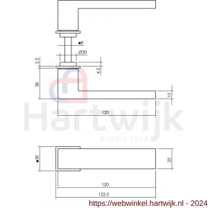 Intersteel Living 0922 deurkruk Amsterdam met vierkante minimalistische rozetten zelfklevend 30x30 mm RVS zwart - H26009409 - afbeelding 2