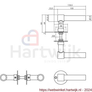 Intersteel Living 1670 deurkruk L/L-model recht met ronde platte rozet 50x2 mm RVS-zwart - H26008223 - afbeelding 2