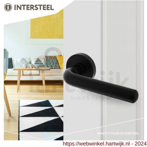Intersteel Living 1683 deurkruk Agatha op ronde rozet 53x8 mm met nokken mat zwart - H26008227 - afbeelding 3