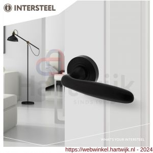 Intersteel Living 1692 deurkruk Bjorn op ronde rozet 52x10 mm met nokken mat zwart - H26008230 - afbeelding 3