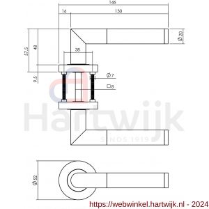 Intersteel Living 1693 deurkruk Bastian op ronde rozet 52x10 mm met nokken mat zwart - H26008233 - afbeelding 2