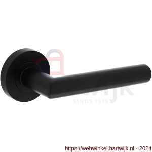 Intersteel Living 1693 deurkruk Bastian op ronde rozet 52x10 mm met nokken mat zwart - H26008233 - afbeelding 1