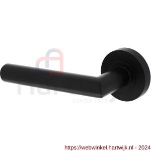 Intersteel Living 1693 gatdeel deurkruk links Bastian op ronde rozet 52x10 mm met nokken mat zwart - H26008235 - afbeelding 1