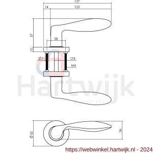 Intersteel Living 1695 deurkruk George op ronde rozet 52x10 mm met nokken mat zwart - H26008241 - afbeelding 2