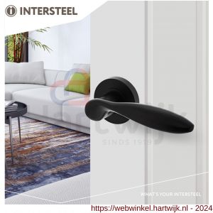 Intersteel Living 1695 deurkruk George op ronde rozet 52x10 mm met nokken mat zwart - H26008241 - afbeelding 3